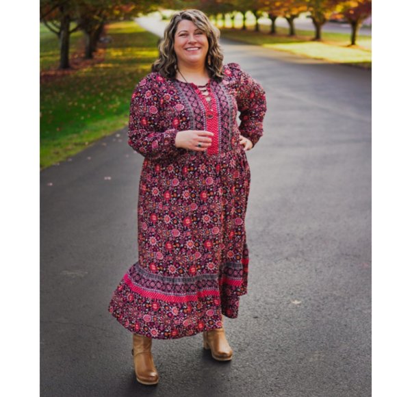 Lane Bryant Lace-Up Neck Midi Dress - 24 - Picture 1 of 9